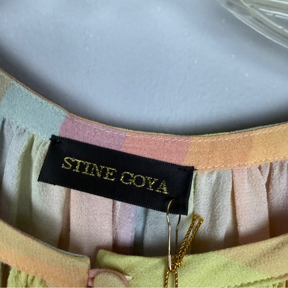 Stine Goya Elia Rainbow Striped Tied Belt Long Sleeve Dress - Picture 6 of 8